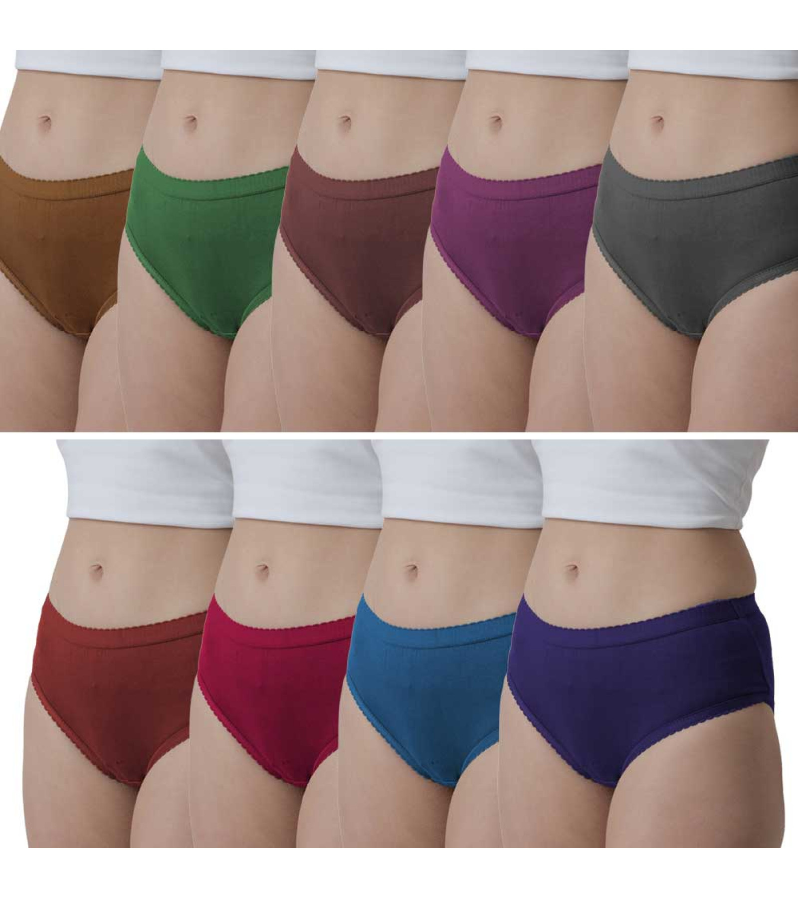 Vink Multicolor Womens Plain Multicolor Panties 9 Pack Combo | Outer Elastic